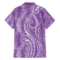 Polynesia Plumeria Lei Family Matching Off Shoulder Short Dress and Hawaiian Shirt Periwinkle Curves Motif LT7 - Polynesian Pride