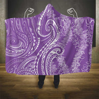 Polynesia Plumeria Lei Hooded Blanket Periwinkle Curves Motif