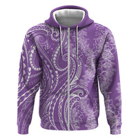 Polynesia Plumeria Lei Hoodie Periwinkle Curves Motif