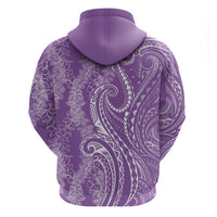 Polynesia Plumeria Lei Zip Hoodie Periwinkle Curves Motif