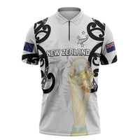 New Zealand WC2026 Custom White Zipper Polo Shirt Silver Fern LT7 White - Polynesian Pride