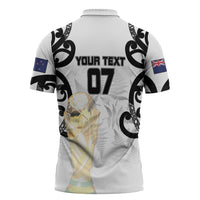 New Zealand WC2026 Custom White Zipper Polo Shirt Silver Fern LT7 - Polynesian Pride