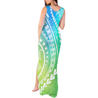 Polynesian Pride Tank Maxi Dress Turtle Hibiscus Luxury Style - Gradient Blue LT7 - Polynesian Pride
