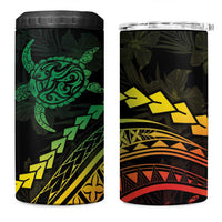 Polynesian Pride 4 in 1 Can Cooler Tumbler Turtle Hibiscus Luxury Style - Reggae Ver2