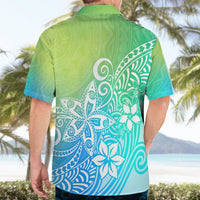 Polynesia Hawaiian Shirt Plumeria Blue Gradient Curves LT7 - Polynesian Pride