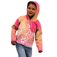 Polynesia Kid Hoodie Plumeria Pink Gradient Curves LT7 - Polynesian Pride