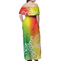 Polynesia Off Shoulder Maxi Dress Plumeria Reggae Curves LT7 - Polynesian Pride