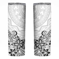 Polynesia Skinny Tumbler Plumeria White Curves