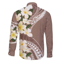 Aloha Hawaii Festive Family Matching Long Sleeve Bodycon Dress and Hawaiian Shirt Frangipani Lace Classic - Beige LT7 - Polynesian Pride