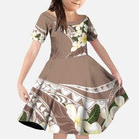 Aloha Hawaii Festive Family Matching Off Shoulder Maxi Dress and Hawaiian Shirt Frangipani Lace Classic - Beige LT7 Daughter's Dress Beige - Polynesian Pride