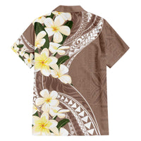 Aloha Hawaii Festive Family Matching Puletasi and Hawaiian Shirt Frangipani Lace Classic - Beige LT7 - Polynesian Pride