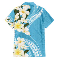 Aloha Hawaii Festive Family Matching Off Shoulder Maxi Dress and Hawaiian Shirt Frangipani Lace Classic - Turquoise LT7 - Polynesian Pride
