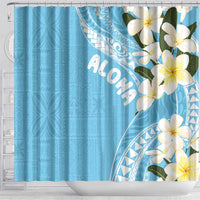 Aloha Hawaii Festive Shower Curtain Frangipani Lace Classic - Turquoise