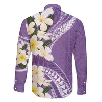 Aloha Hawaii Festive Family Matching Long Sleeve Bodycon Dress and Hawaiian Shirt Frangipani Lace Classic - Lavender LT7 - Polynesian Pride