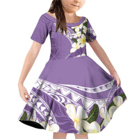 Aloha Hawaii Festive Family Matching Off Shoulder Short Dress and Hawaiian Shirt Frangipani Lace Classic - Lavender