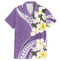 Aloha Hawaii Festive Family Matching Off Shoulder Short Dress and Hawaiian Shirt Frangipani Lace Classic - Lavender