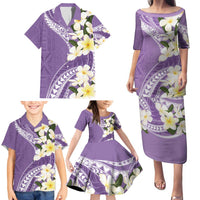 Aloha Hawaii Festive Family Matching Puletasi and Hawaiian Shirt Frangipani Lace Classic - Lavender LT7 - Polynesian Pride