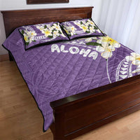Aloha Hawaii Festive Quilt Bed Set Frangipani Lace Classic - Lavender