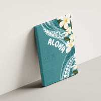 Aloha Hawaii Festive Canvas Wall Art Frangipani Lace Classic - Teal