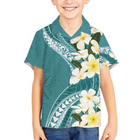 Aloha Hawaii Festive Kid Hawaiian Shirt Frangipani Lace Classic - Teal