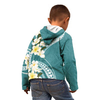 Aloha Hawaii Festive Kid Hoodie Frangipani Lace Classic - Teal
