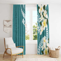 Aloha Hawaii Festive Window Curtain Frangipani Lace Classic - Teal