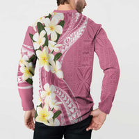 Aloha Hawaii Festive Button Sweatshirt Frangipani Lace Classic - Rosy