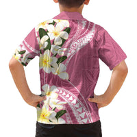 Aloha Hawaii Festive Family Matching Puletasi and Hawaiian Shirt Frangipani Lace Classic - Rosy LT7 - Polynesian Pride