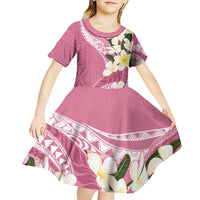 Aloha Hawaii Festive Kid Short Sleeve Dress Frangipani Lace Classic - Rosy