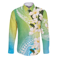 Aloha Hawaii Festive Family Matching Long Sleeve Bodycon Dress and Hawaiian Shirt Frangipani Lace Classic - Summer Vibes LT7 Dad's Shirt - Long Sleeve Blue Green - Polynesian Pride