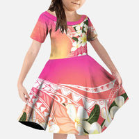 Aloha Hawaii Festive Family Matching Long Sleeve Bodycon Dress and Hawaiian Shirt Frangipani Lace Classic - Spring Vibes LT7 Daughter's Dress Colorful - Polynesian Pride