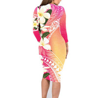 Aloha Hawaii Festive Family Matching Long Sleeve Bodycon Dress and Hawaiian Shirt Frangipani Lace Classic - Spring Vibes LT7 - Polynesian Pride