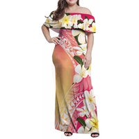 Aloha Hawaii Festive Family Matching Off Shoulder Maxi Dress and Hawaiian Shirt Frangipani Lace Classic - Spring Vibes LT7 Mom's Dress Colorful - Polynesian Pride
