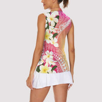 Aloha Hawaii Festive Women Sleeveless Polo Shirt Frangipani Lace Classic - Spring Vibes