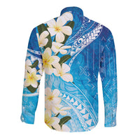 Aloha Hawaii Festive Long Sleeve Button Shirt Frangipani Lace Classic - Oceanic