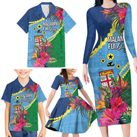 Personalized Malampa Fiji Day Together We Grow Family Matching Long Sleeve Bodycon Dress and Hawaiian Shirt Special Tapa Mix - Polynesian Pride