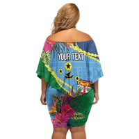 Personalized Malampa Fiji Day Together We Grow Family Matching Off Shoulder Short Dress and Hawaiian Shirt Special Tapa Mix - Polynesian Pride
