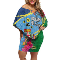 Personalized Malampa Fiji Day Together We Grow Off Shoulder Short Dress Special Tapa Mix - Polynesian Pride