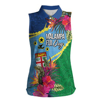 Personalized Malampa Fiji Day Together We Grow Women Sleeveless Polo Shirt Special Tapa Mix - Polynesian Pride