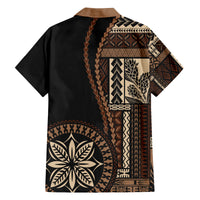 Samoa Siapo Motif Family Matching Tank Maxi Dress and Hawaiian Shirt Classic Style - Black Ver LT7 - Polynesian Pride