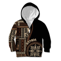 Samoa Siapo Motif Kid Hoodie Classic Style - Black Ver LT7 Zip Hoodie Black - Polynesian Pride