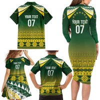 Cook Islands Rugby Custom Family Matching Long Sleeve Bodycon Dress and Hawaiian Shirt Kuki Avaiki LT7 - Polynesian Pride