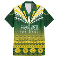 Cook Islands Rugby Custom Family Matching Long Sleeve Bodycon Dress and Hawaiian Shirt Kuki Avaiki LT7 Dad's Shirt - Short Sleeve Yellow Green - Polynesian Pride