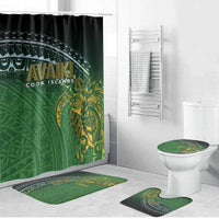 Cook Islands Rugby Kuki Avaiki Bathroom Set Tribal Turtle LT7 Bathroom Set (4 pcs) Dark Green - Polynesian Pride