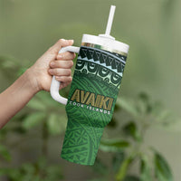 Cook Islands Rugby Kuki Avaiki Tumbler With Handle Tribal Turtle - Polynesian Pride