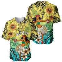 Honolulu Hawaii Baseball Jersey Ilima Plumeria with Hula Girl LT7 - Polynesian Pride
