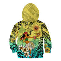 Honolulu Hawaii Kid Hoodie Ilima Plumeria with Hula Girl LT7 - Polynesian Pride