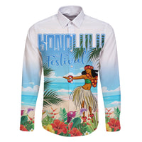 Personalised Hawaii Hula Girl Family Matching Short Sleeve Bodycon Dress and Hawaiian Shirt Honolulu Festival LT7 Dad's Shirt - Long Sleeve Art - Polynesian Pride