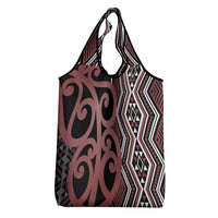 Maori Taniko Patterns Grocery Bag Brown Patiki Motifs Mix Whakairo Ngaru