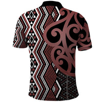 Maori Taniko Patterns Polo Shirt Brown Patiki Motifs Mix Whakairo Ngaru